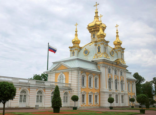 The Church of the Grand Palace at the Peterhof, a palace complex commissioned by Peter the Great. The Church of the Grand Palace at the Peterhof, a palace complex commissioned by Peter the Great.