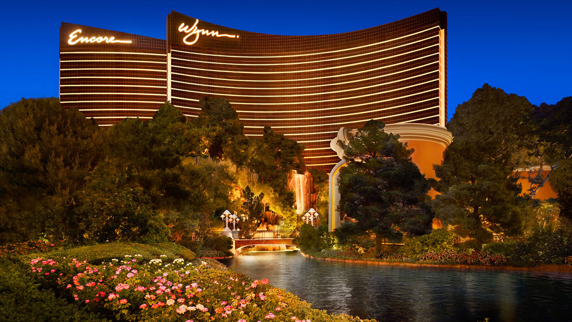 The Encore and Wynn resorts in Las Vegas. The Encore's hours will be scaled back due to reduced demand.