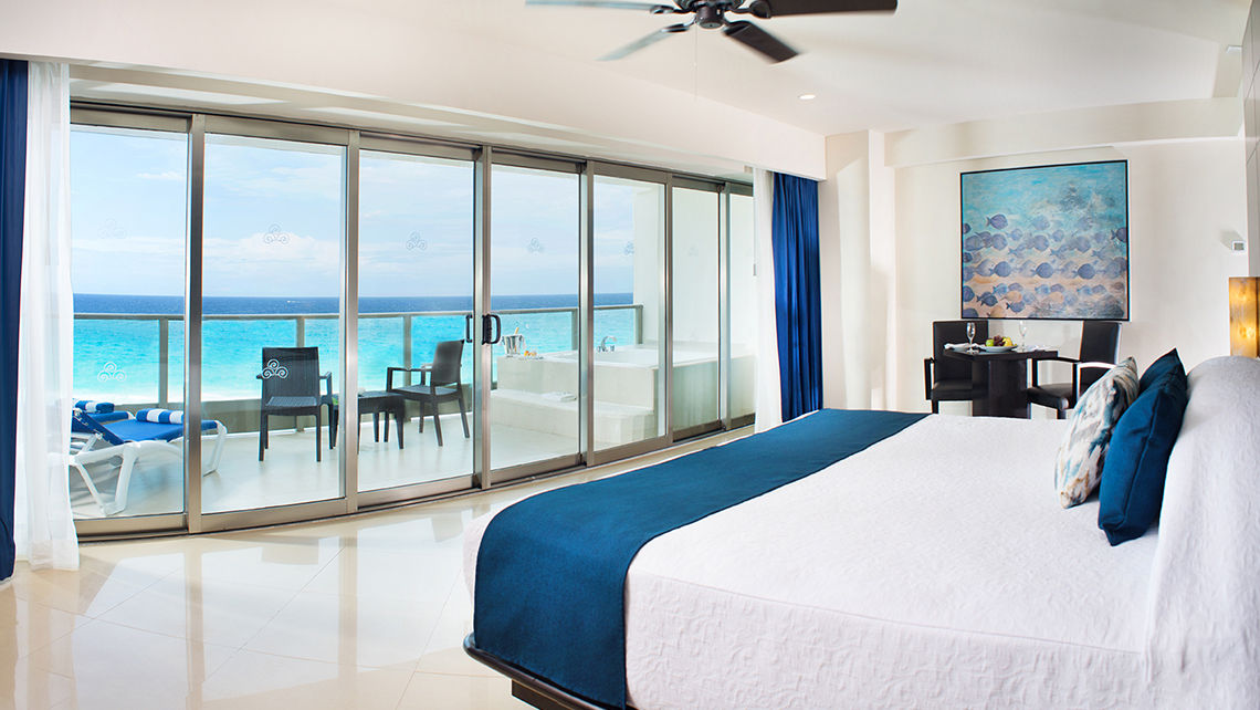 An oceanfront suite at the Seadust Cancun Family Resort.