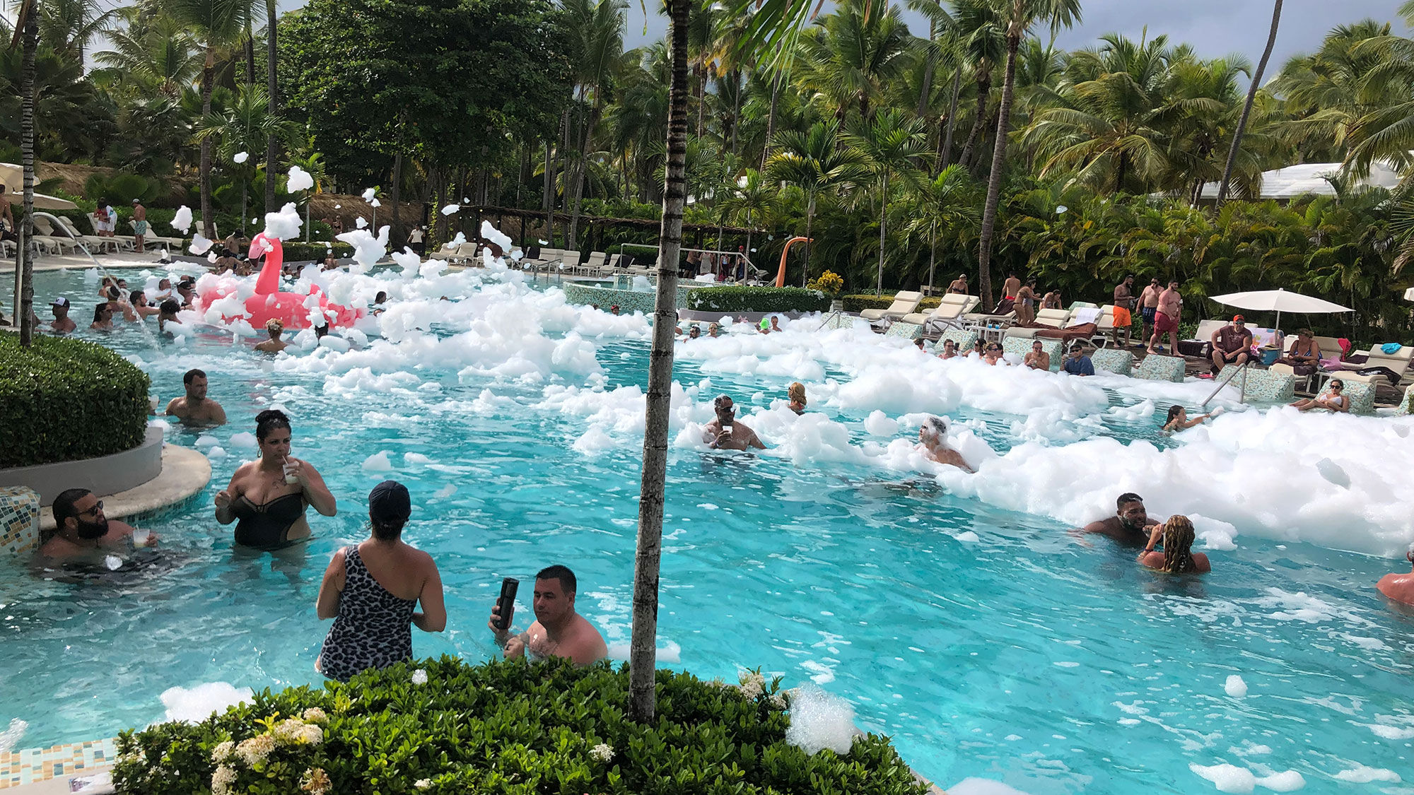 A foam party at the TRS Turquesa in Punta Cana, Dominican Republic.