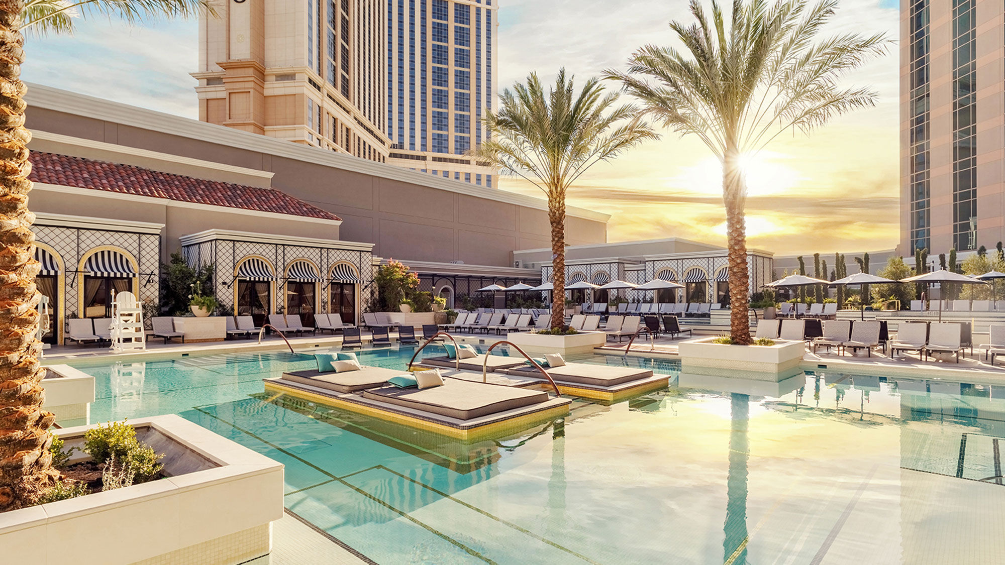 A renewed sense of European escape was the goal of the Venetian's recent pool deck enhancements.