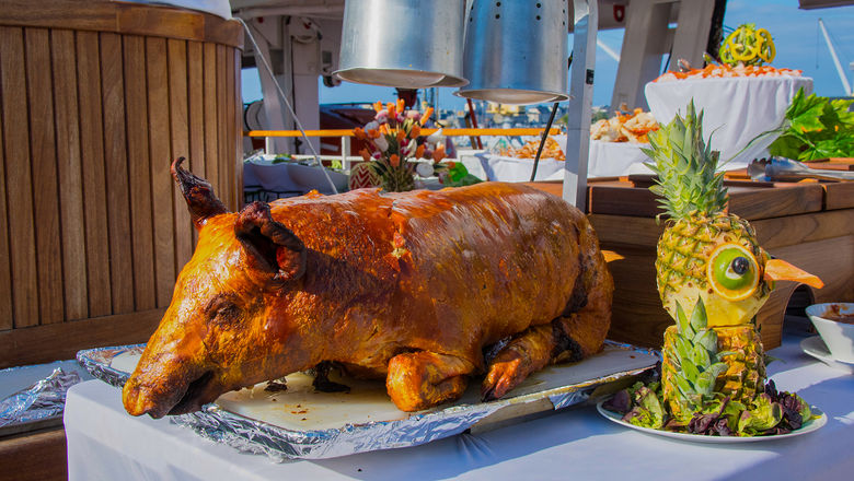 Windstar Cruises' once-a-cruise Deck Barbeque, during which every guest can dine alfresco on a feast of delicacies, not all of them grilled.