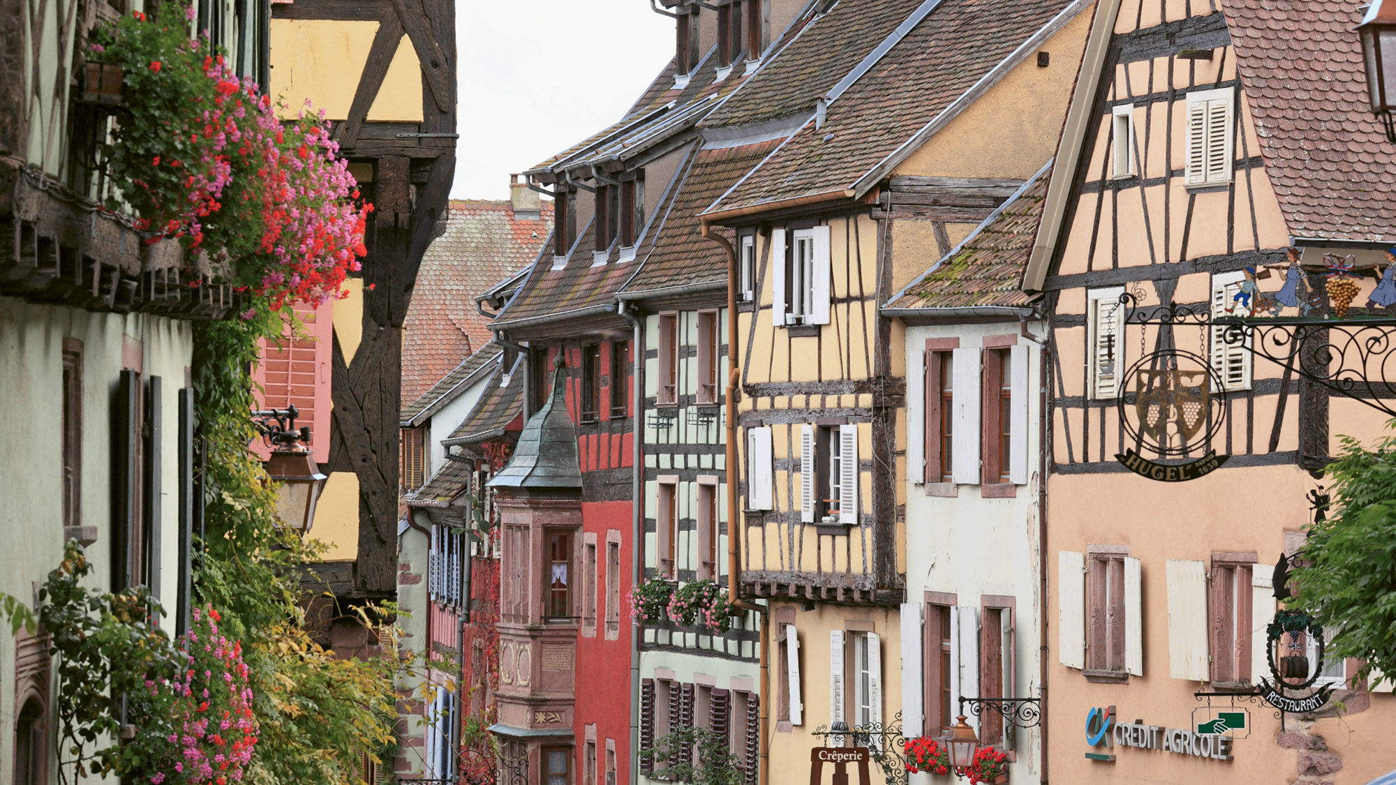 Riquewihr, a stop on the Rhine River itinerary, is a French village that evokes Belle's hometown from the movie Beauty and the Beast.