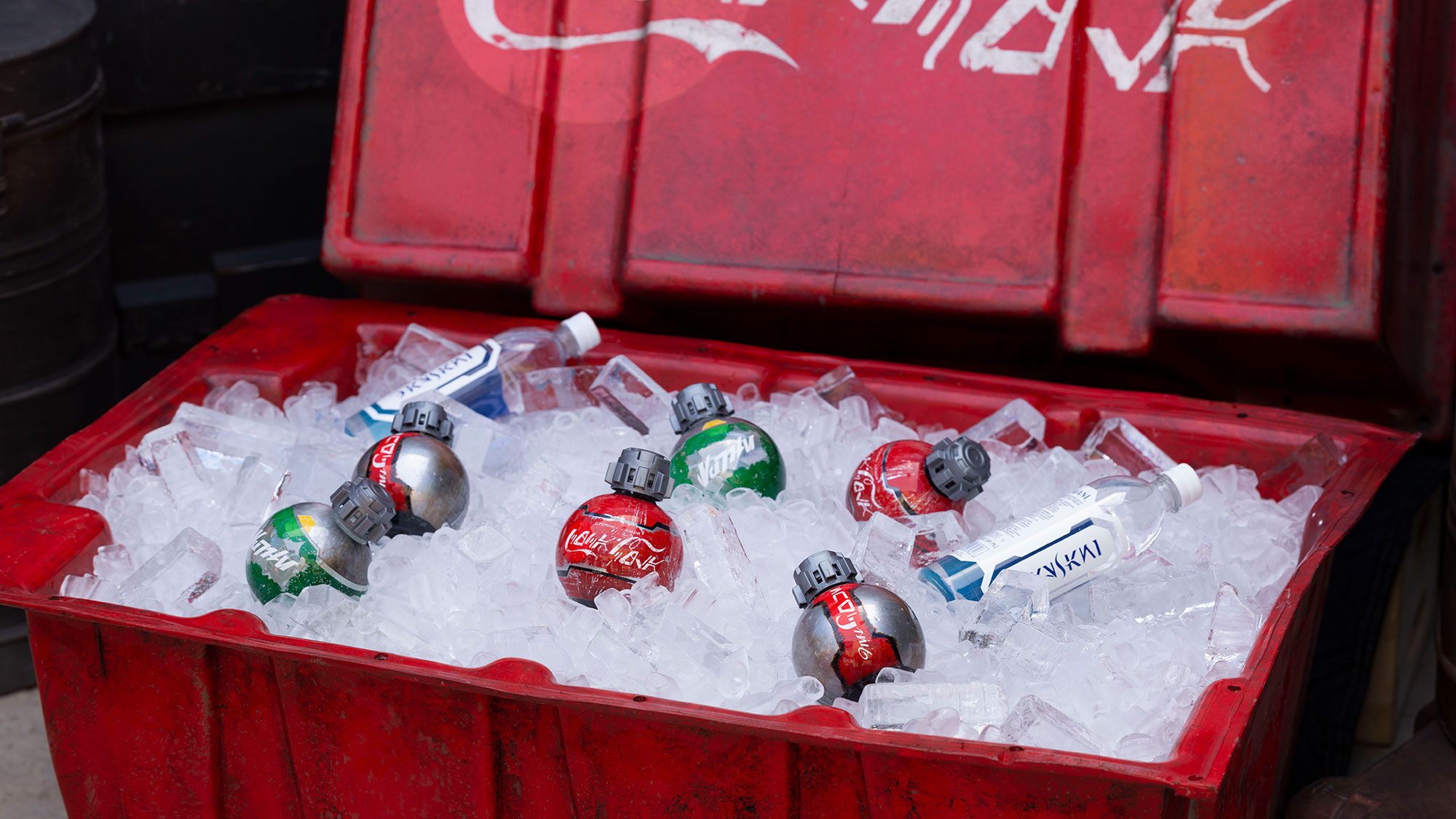 The specially designed bottles that hold Coke, Diet Coke and Sprite at Star Wars: Galaxy's Edge.