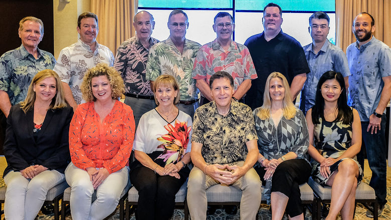 Standing, from left: Jack Richards, Pleasant Holidays; Sean Dee, Outrigger Hotels and Resorts; Frank Haas, Marketing Management; Tom Mullen, Hawaii Visitors and Convention Bureau; David Richard, Marriott International; Ray Snisky, Apple Leisure Group; David Hu, Classic Vacations; and Tovin Lapan, Travel Weekly. Seated, from left: Cheryl Williams, Highgate; Jenn Lee, Travel Planners International; Karen Hughes, Hawaii Tourism Authority; Arnie Weissmann, Travel Weekly; Beth Churchill, Churchill Group; and Jennie Ho, Delta Vacations.