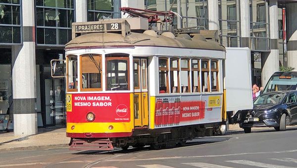 The vintage Tram 28 in Lisbon takes riders on a route that includes much of Barrio Alto, a neighborhood of steep hills and narrow streets. The vintage Tram 28 in Lisbon takes riders on a route that includes much of Barrio Alto, a neighborhood of steep hills and narrow streets.