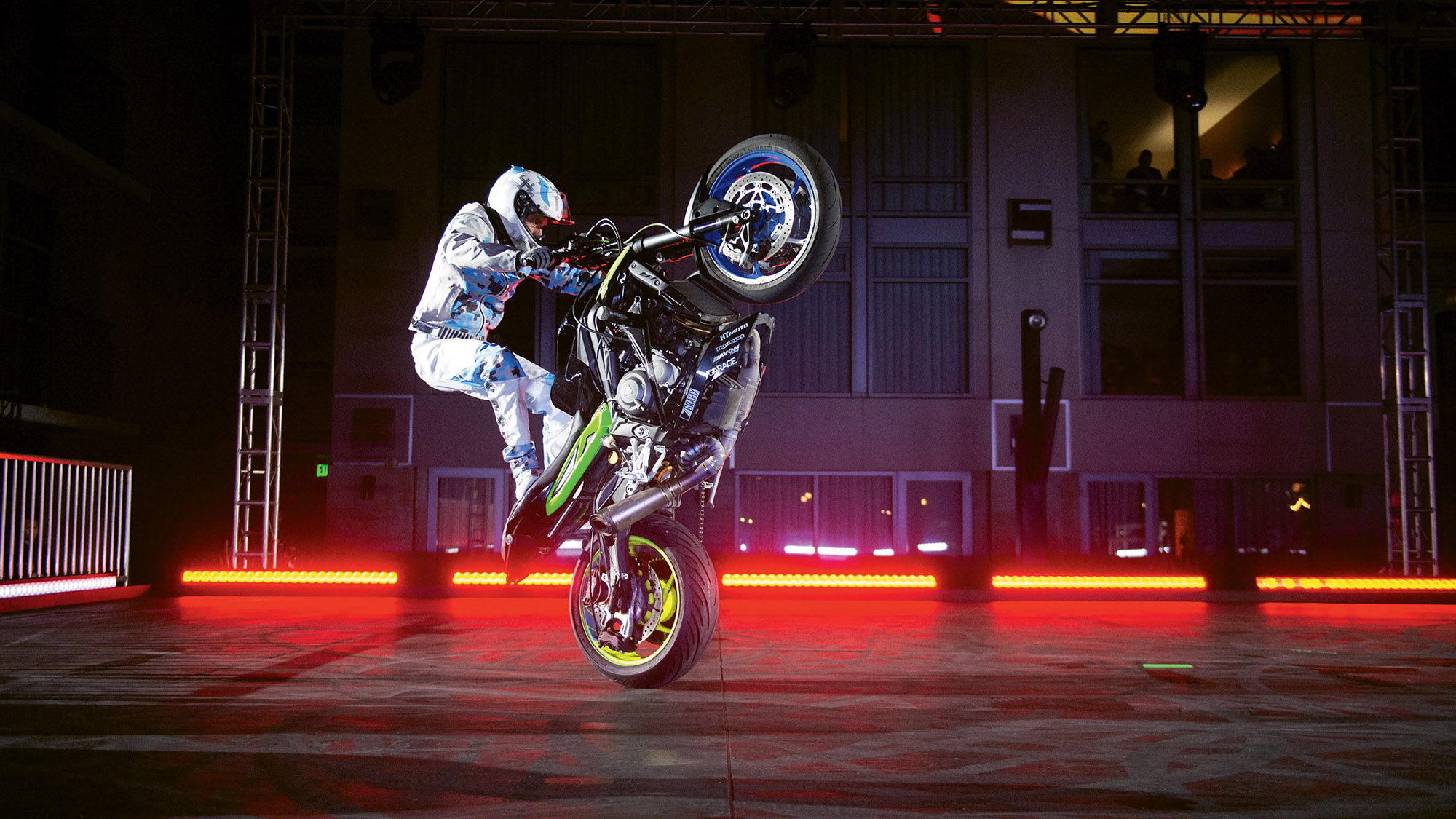 A “R.U.N” motorcyclist performs for attendees of July’s Comic-Con International in San Diego.