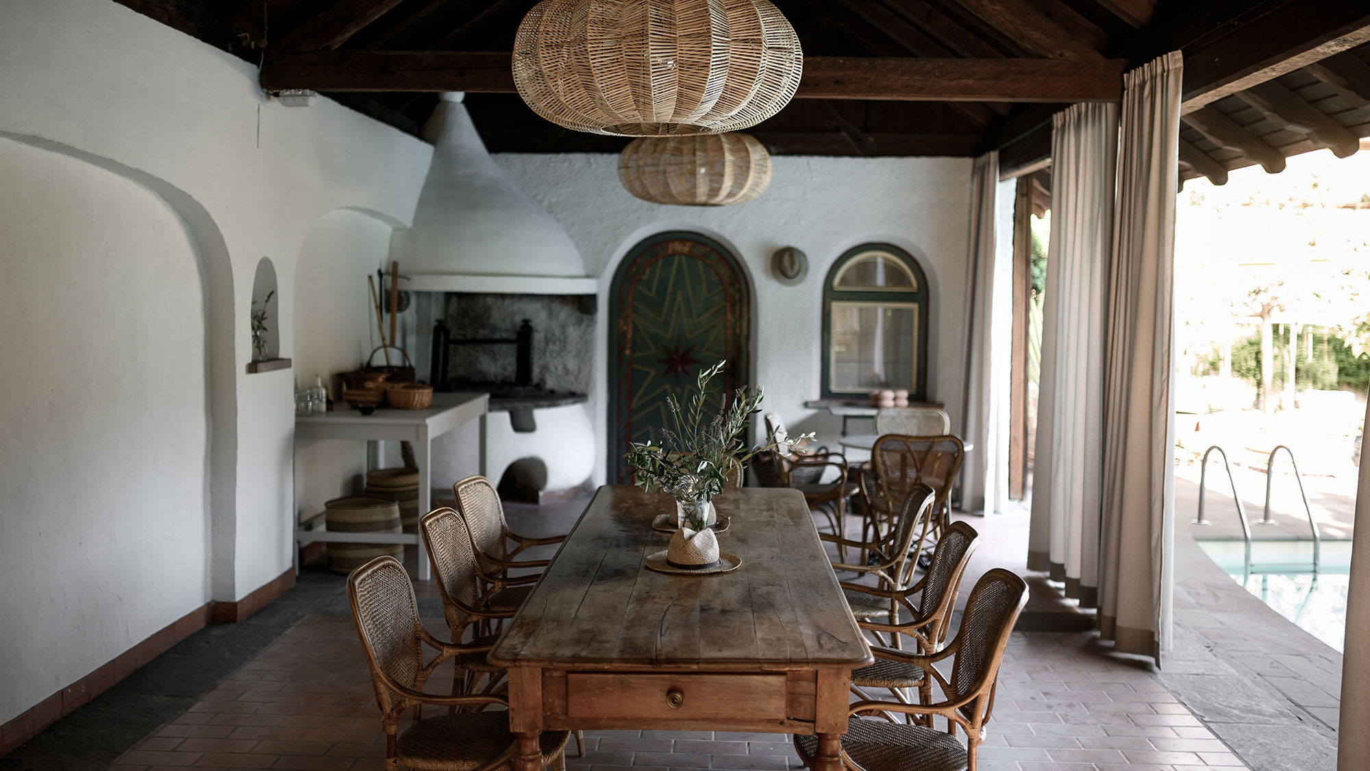 The dining room at Villa Arnica in Lana, South Tyrol, Italy.