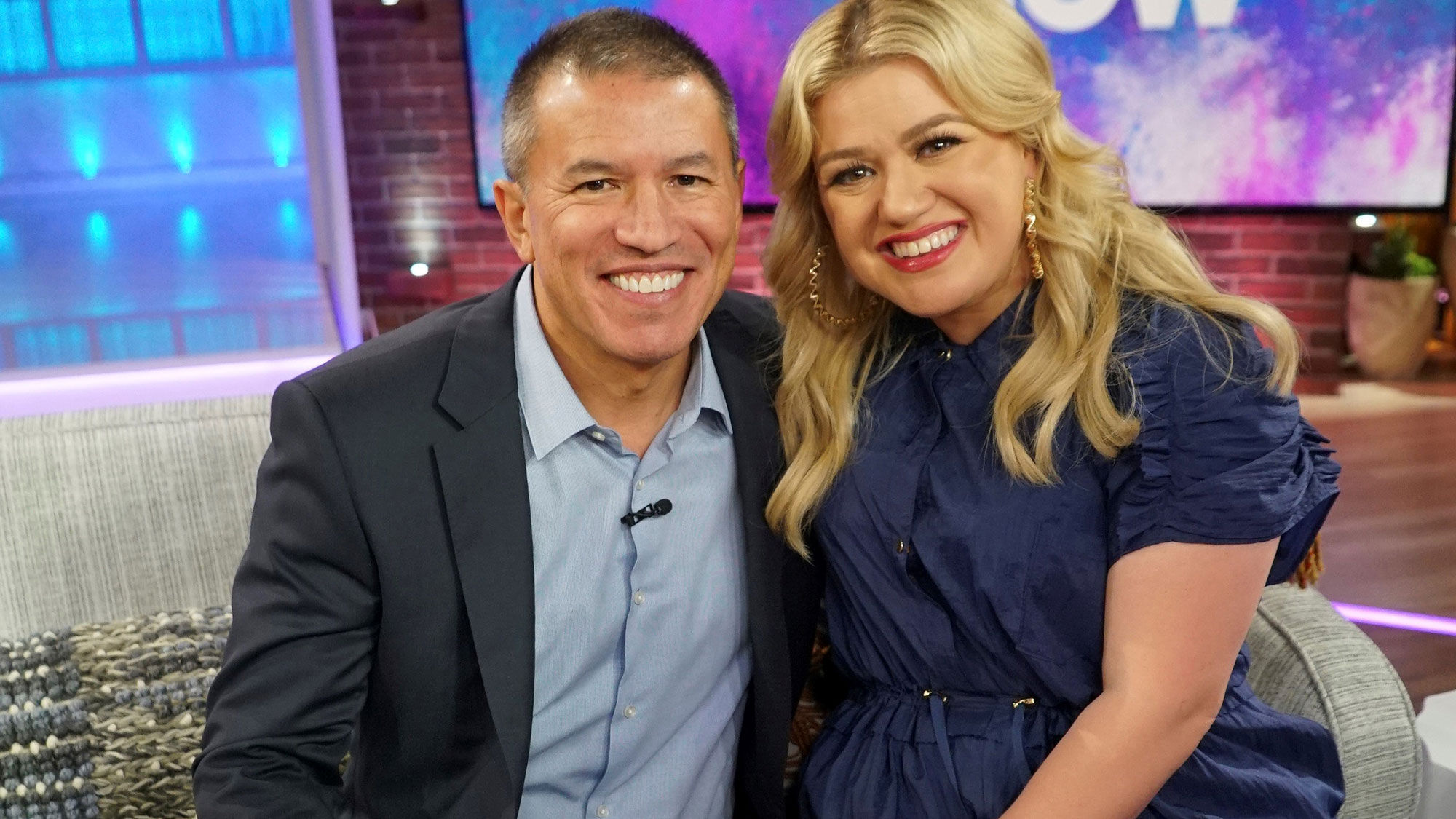 Norwegian Cruise Line CEO Andy Stuart with Kelly Clarkson on the set of "The Kelly Clarkson Show."