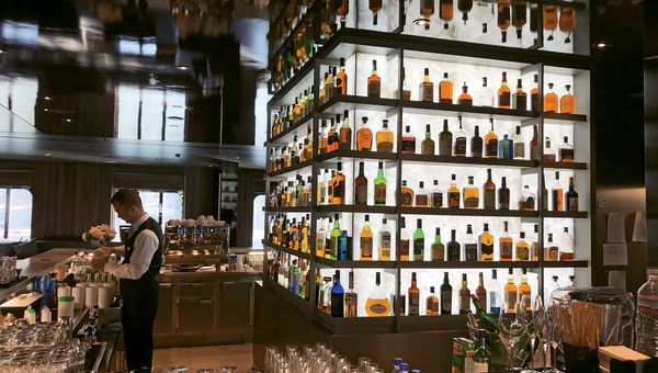 The Whiskey Bar boasts 100 whiskeys on display. They’re all included in the sailing price. The Whiskey Bar boasts 100 whiskeys on display. They’re all included in the sailing price.