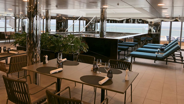 The Yacht Club on the Scenic Eclipse is both a casual indoor-outdoor eatery and the site of the main pool.
