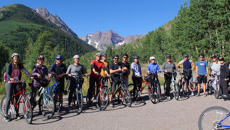 Attendees at this year’s Future Leaders in Travel Retreat had the option of biking through the Maroon Bells Snowmass Wilderness in Aspen.