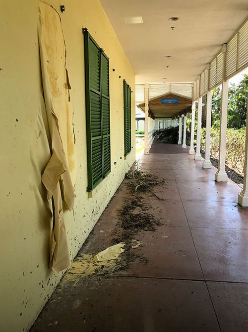 Hurricane Dorian's winds stripped paint off the walls at the Grand Lucayan resort on Grand Bahama. Hurricane Dorian's winds stripped paint off the walls at the Grand Lucayan resort on Grand Bahama.