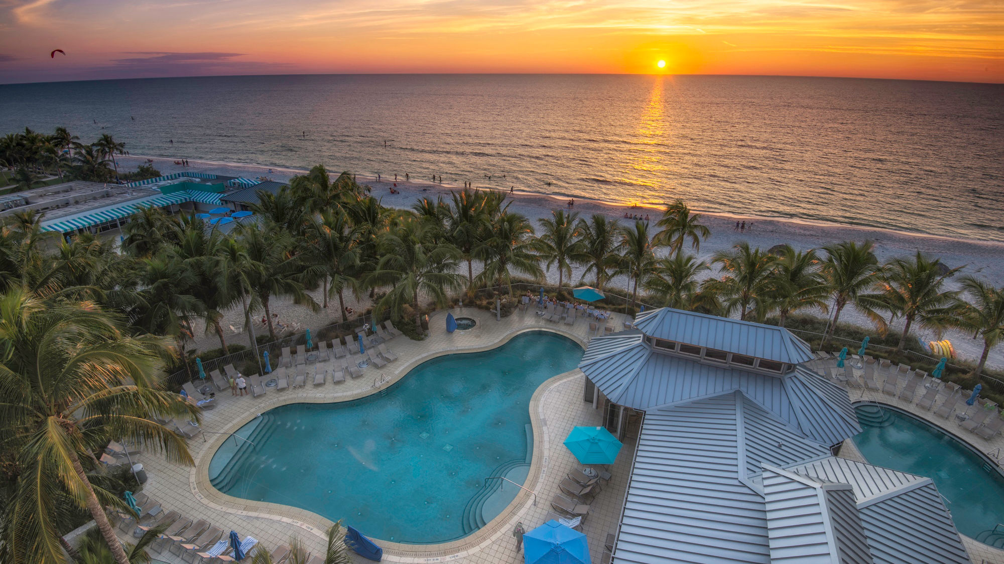 The beachside pool and recreation complex at the Naples Beach Hotel & Golf Club.