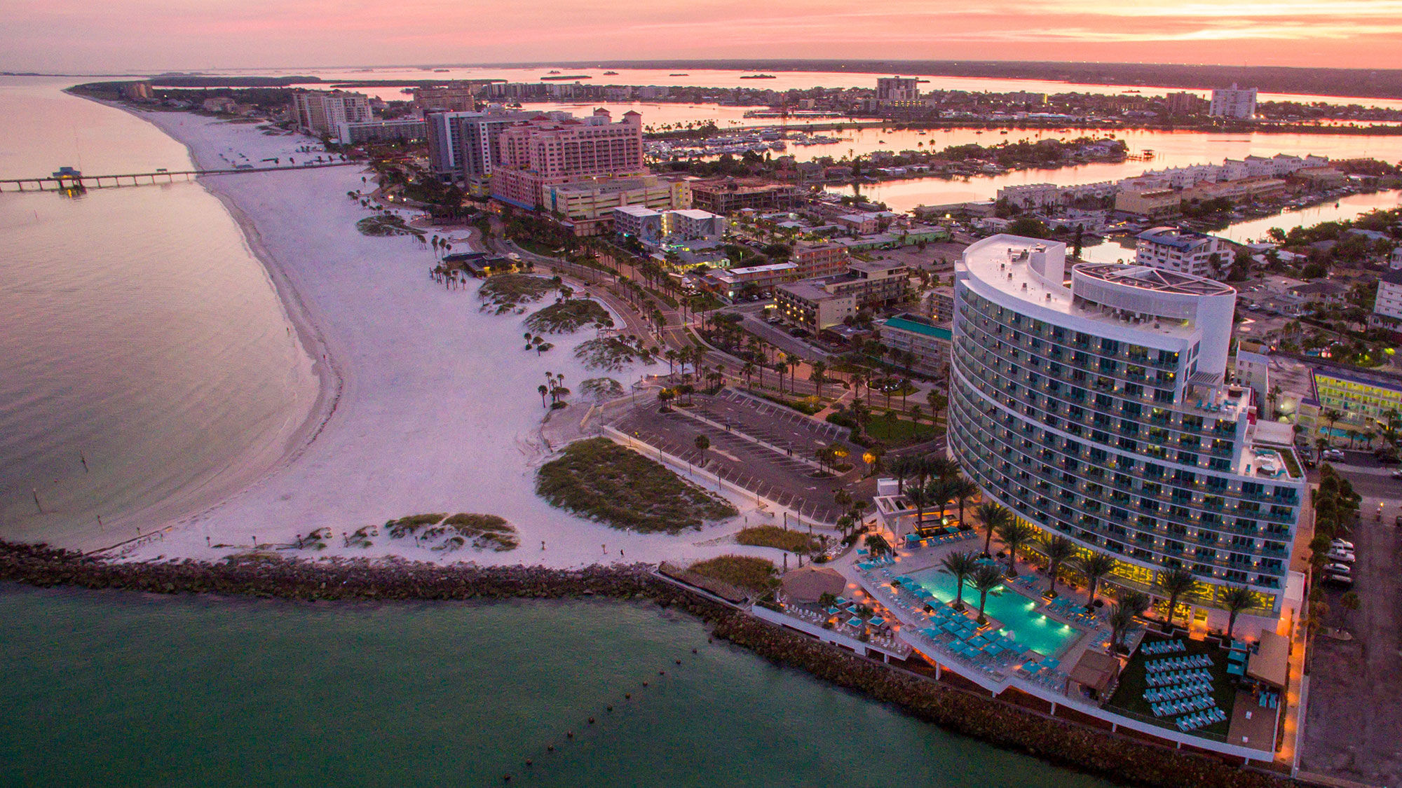 Opal Sands Resort sits at the end of Clearwater Beach along the Gulf of Mexico.