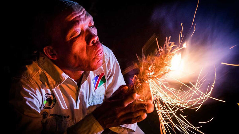 San trackers will share their fire-making skills, in addition to tracking and archery, on guided bush walks at Shamwari Private Game Reserve in South Africa.