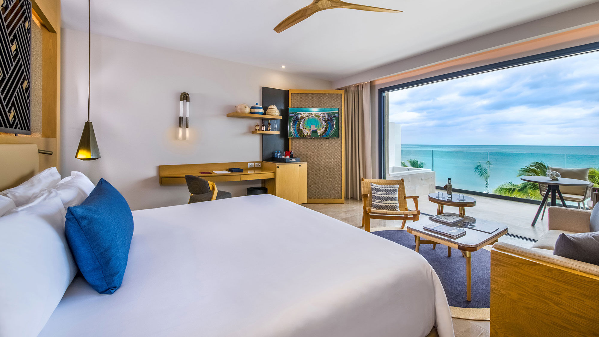An oceanfront junior suite at Hipotels’ Haven Riviera Cancun.