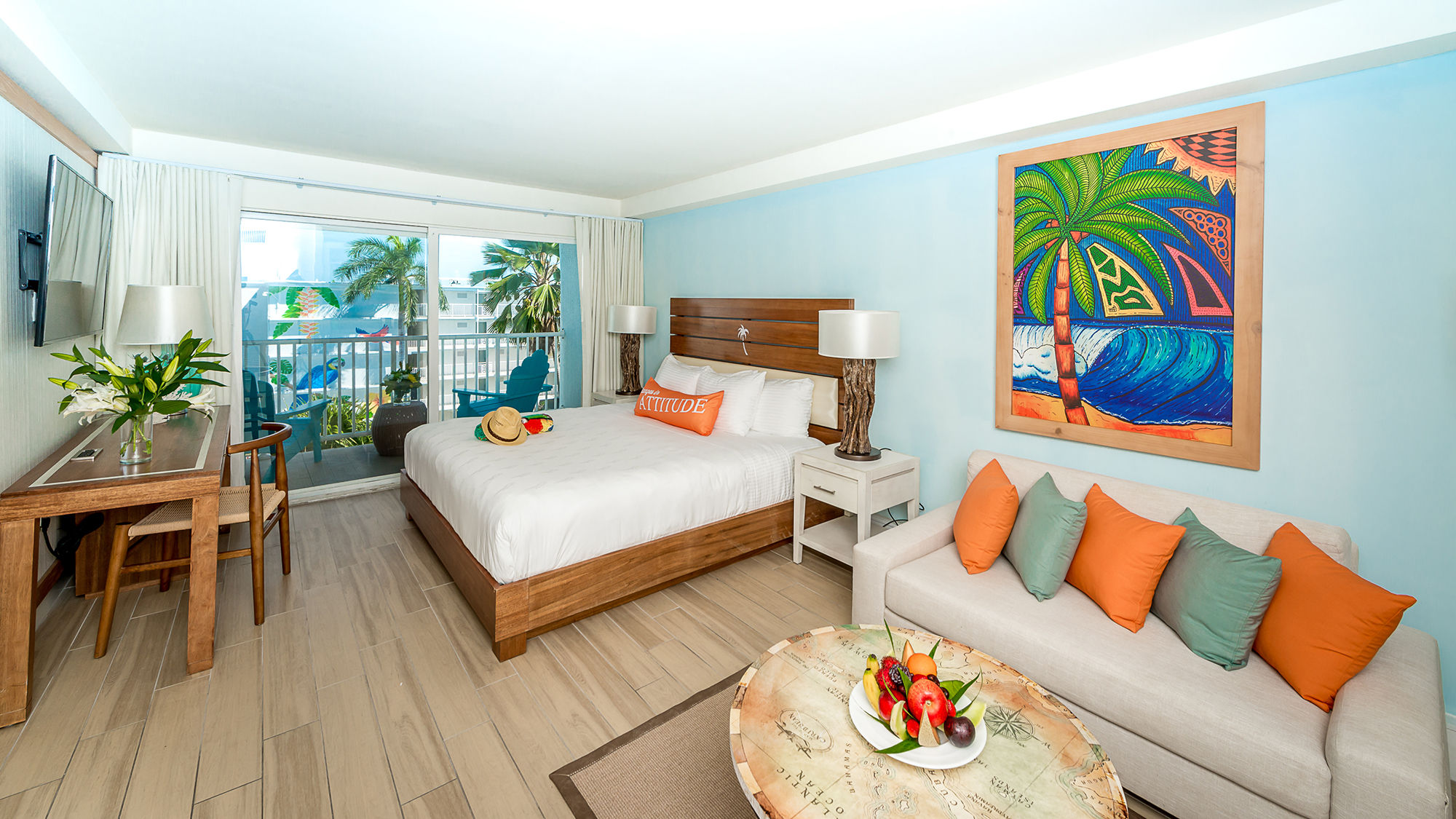A king room at the Margaritaville Beach Resort.