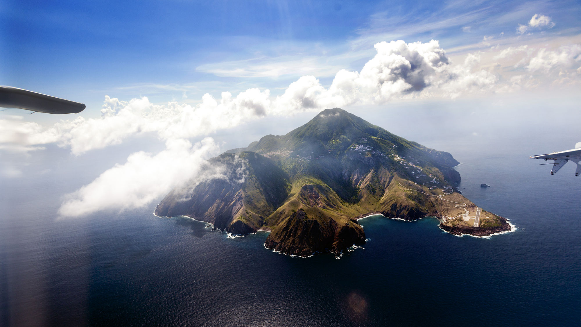 An aerial view of Saba.