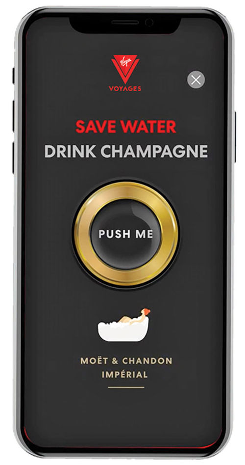 Virgin Voyages invites guests to push the Champagne button