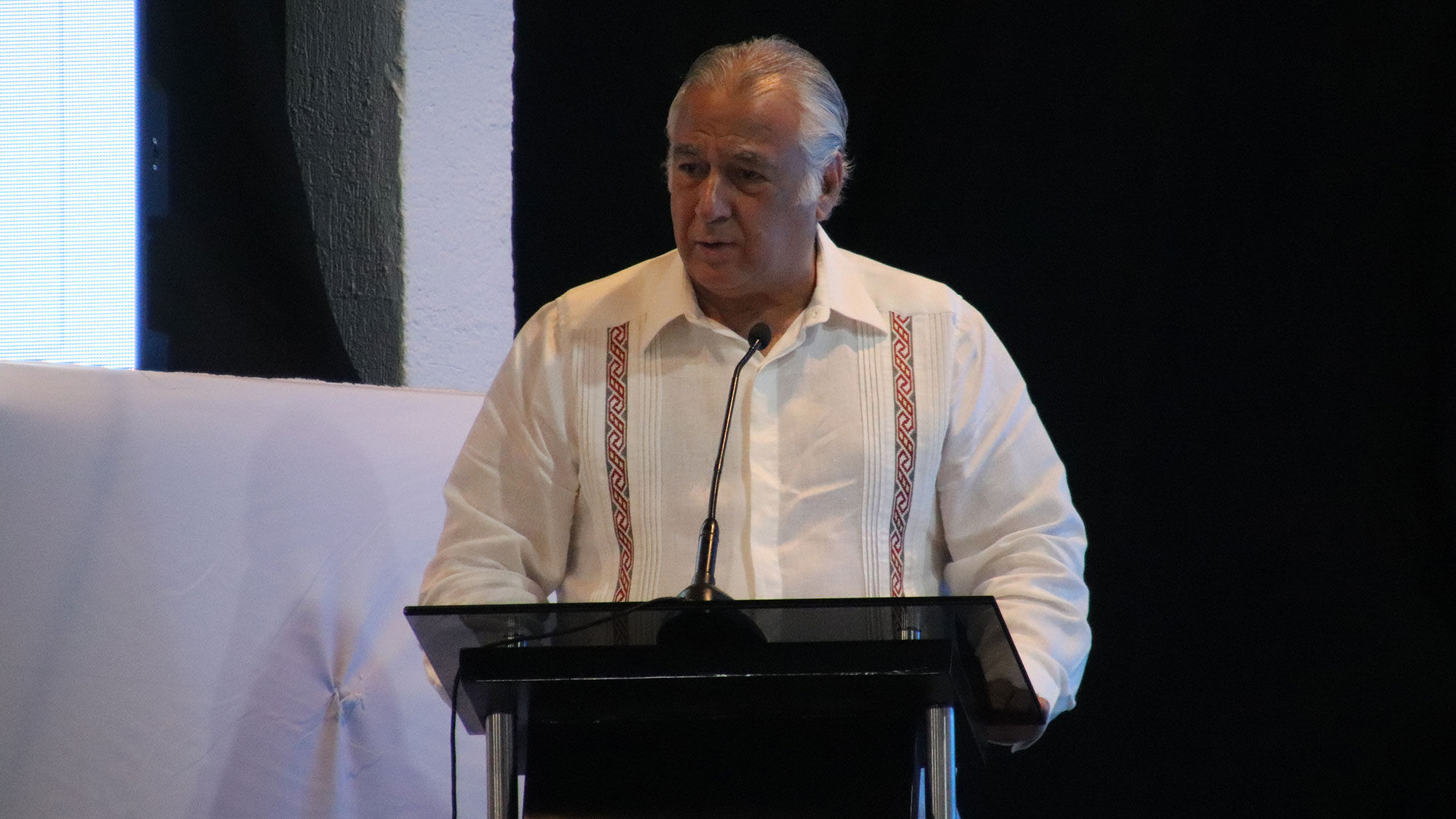 Mexico's tourism secretary, Miguel Torruco Marques, speaks at the 32nd annual Cancun Travel Mart.