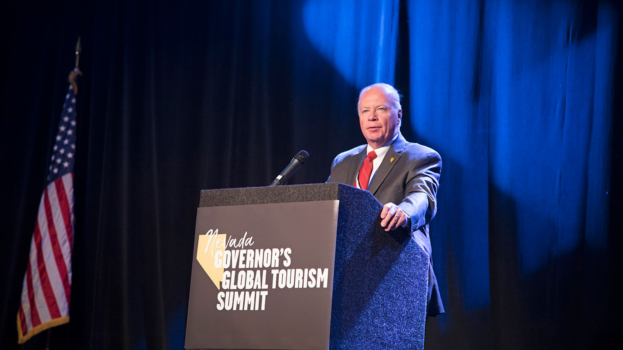 Peter Barton, administrator of the Nevada Division of Museums and History, speaks at last year’s Global Tourism Summit.