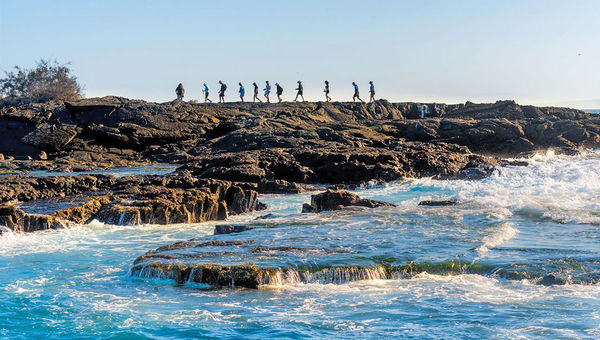 A Quasar Expeditions walking excursion on Fernandina Island. A Quasar Expeditions walking excursion on Fernandina Island.