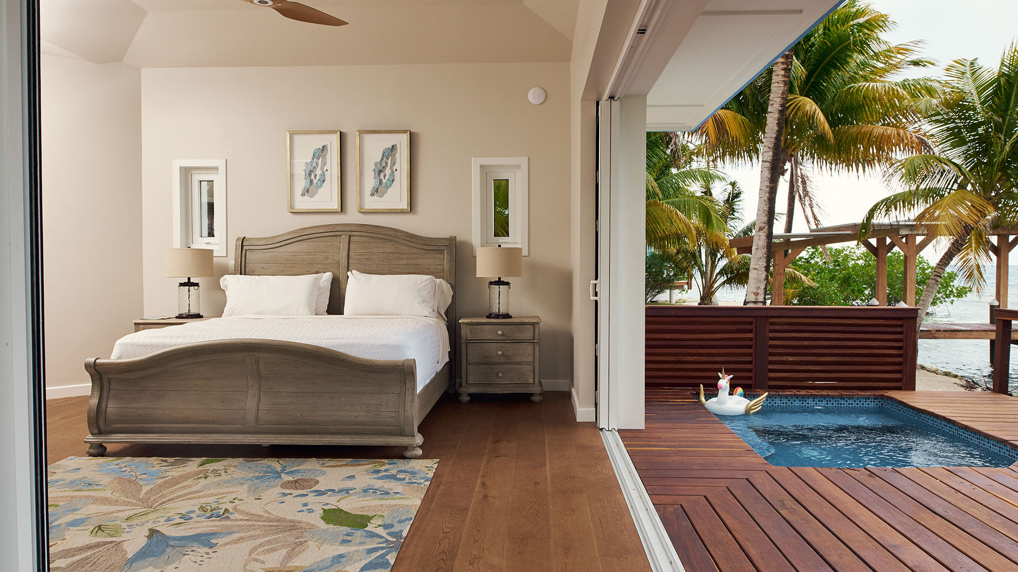 A bedroom in one of thre resort's new villas.