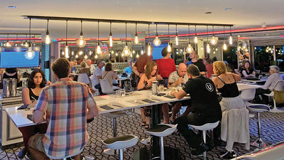 The dining room on the A has a casual, communal atmosphere.