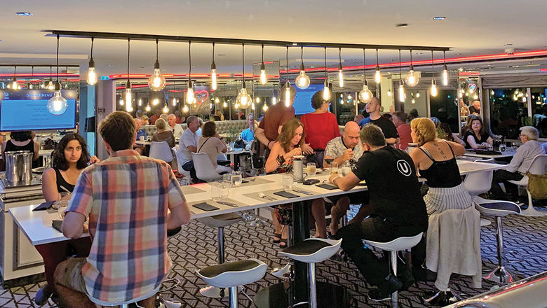 The dining room on the A has a casual, communal atmosphere.