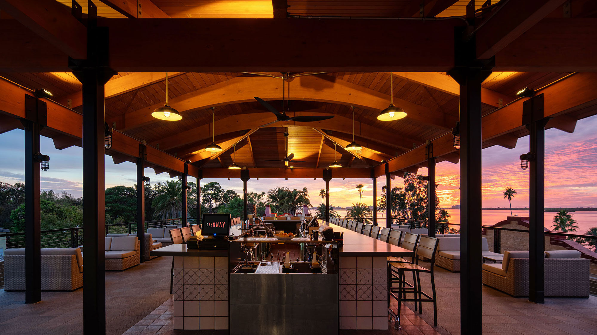 The Fenway Hotel's Hi-Fi rooftop bar is an ideal spot to catch the sunset.