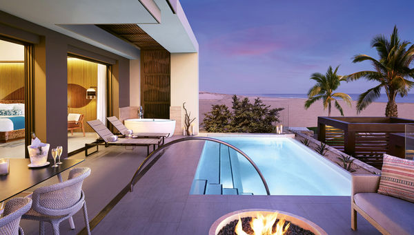 The pool area of a swim-up suite with ocean views. The pool area of a swim-up suite with ocean views.