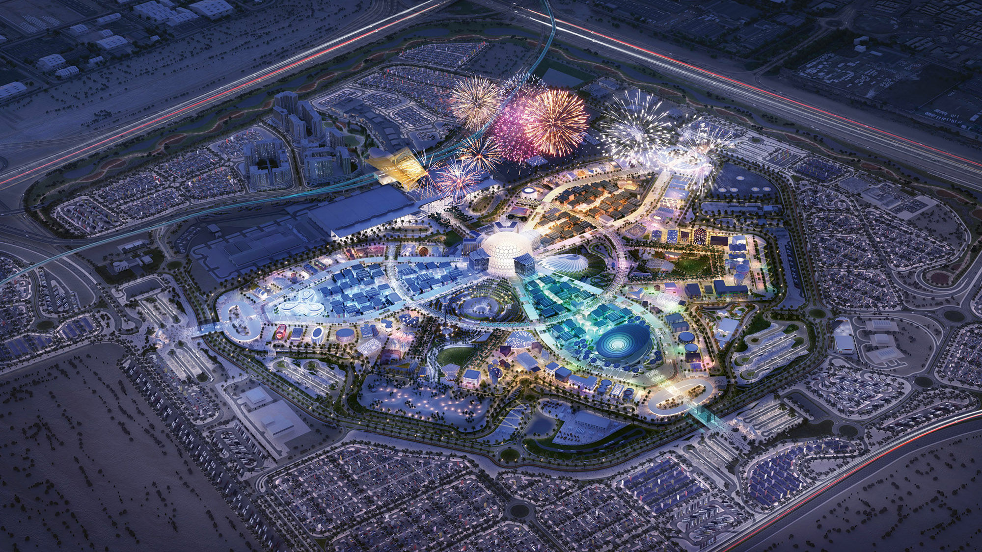 Rendering of the Expo 2020 Dubai site, which will host pavilions representing over 200 countries and other entities.