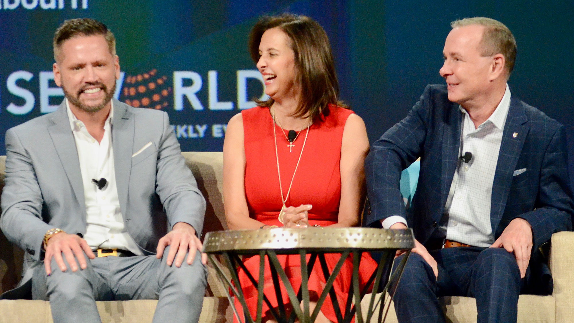 From left, Carnival's Adolfo Perez, Celebrity's Donna Ritzenthaler and Seabourn's Doug Seagle during the Mastermind Sales & Marketing Secrets of Success session.