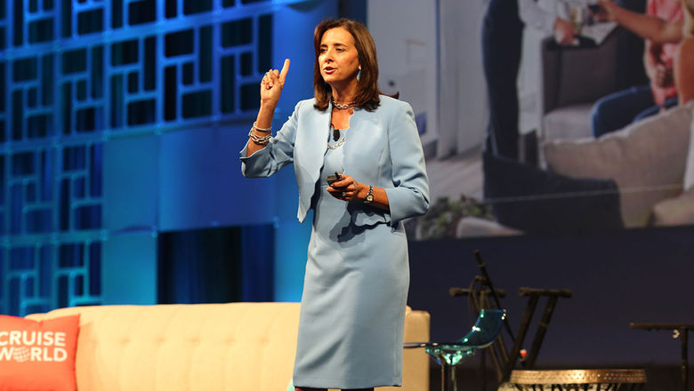 Dondra Ritzenthaler at Travel Weekly's CruiseWorld event in 2019. She will join Azamara in May.