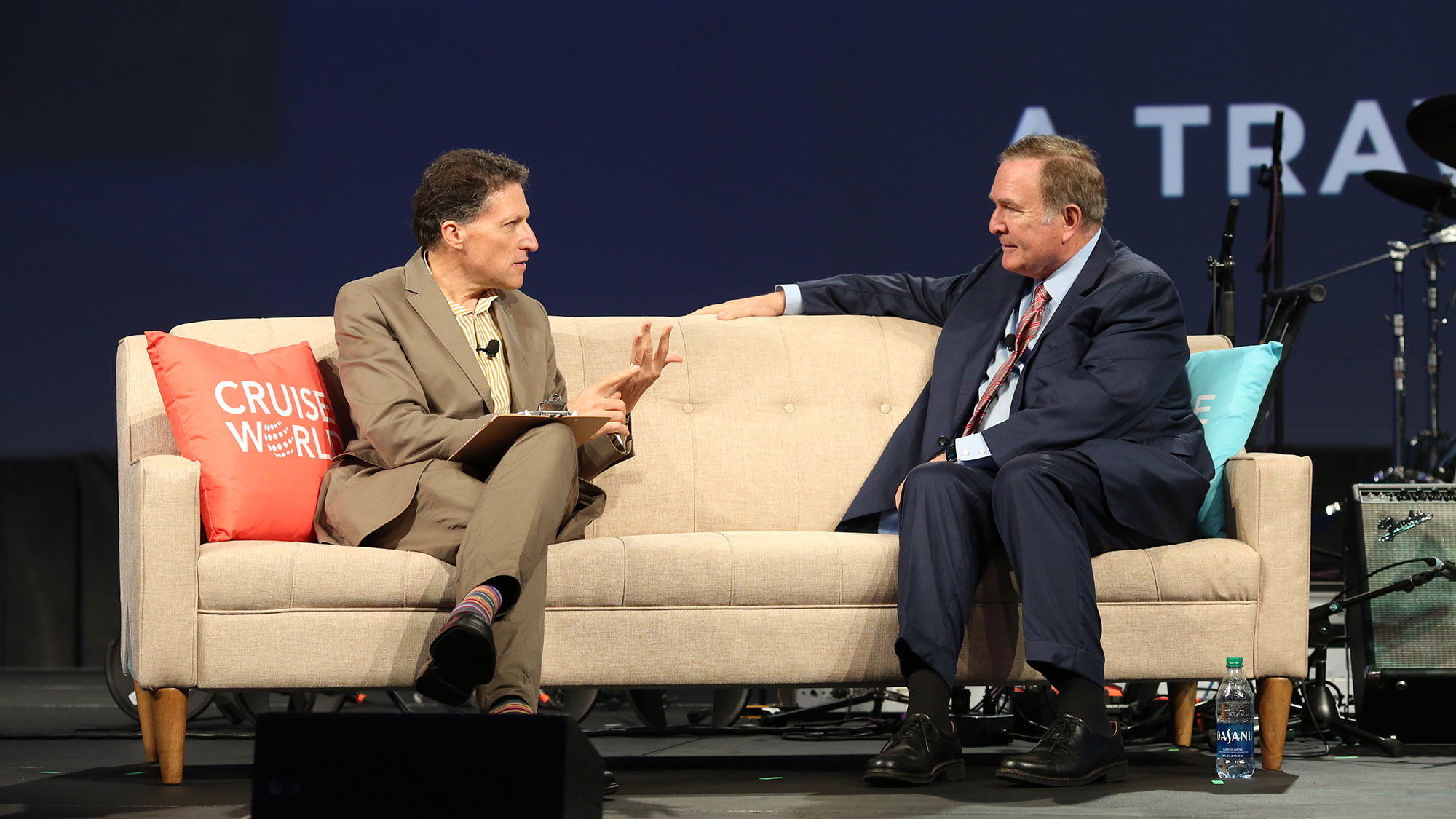 Travel Weekly editor in chief Arnie Weissmann and Royal Caribbean Cruises Ltd. chairman and CEO Richard Fain.