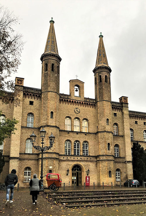 The Kunstlerhaus Bethanien in Kreuzberg is in some ways emblematic of that neighborhood's activism. It was a hospital, built in the mid-1800s, but in1970, was scheduled for demolition. Artists occupied and squatted in the building, saving it; it has since evolved into an important cultural center. The Kunstlerhaus Bethanien in Kreuzberg is in some ways emblematic of that neighborhood's activism. It was a hospital, built in the mid-1800s, but in1970, was scheduled for demolition. Artists occupied and squatted in the building, saving it; it has since evolved into an important cultural center.