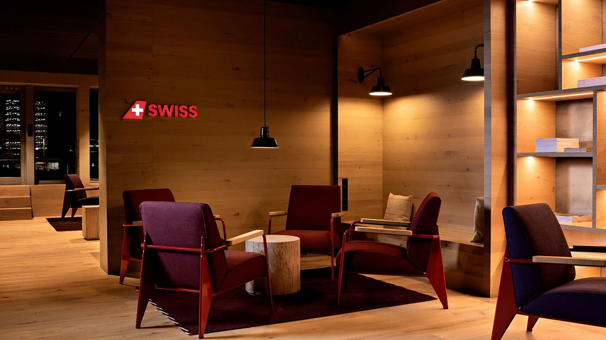 The Swiss Alpine Lounge is located in Zurich Airport’s Terminal A.