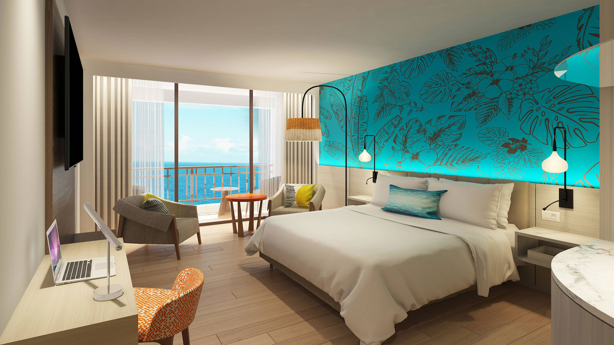 A guestroom at the Curacao Marriott.