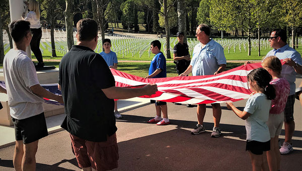 Guests participate in a flag-lowering ceremony at the Florence American Cemetery and Memorial, added to the itinerary by Celenza and Lombardis. Guests participate in a flag-lowering ceremony at the Florence American Cemetery and Memorial, added to the itinerary by Celenza and Lombardis.