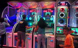 Basketball games are part of the Playmakers Sports Bar & Arcade, which takes space previously devoted to the Sabor restaurant and Cups & Scoops ice cream stand.