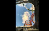 Tubes for the new Perfect Storm waterslides, seen from below, which were retrofitted on the Oasis in a recent drydock.