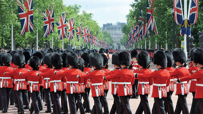 The Royal Guard at Buckingham Palace in London.