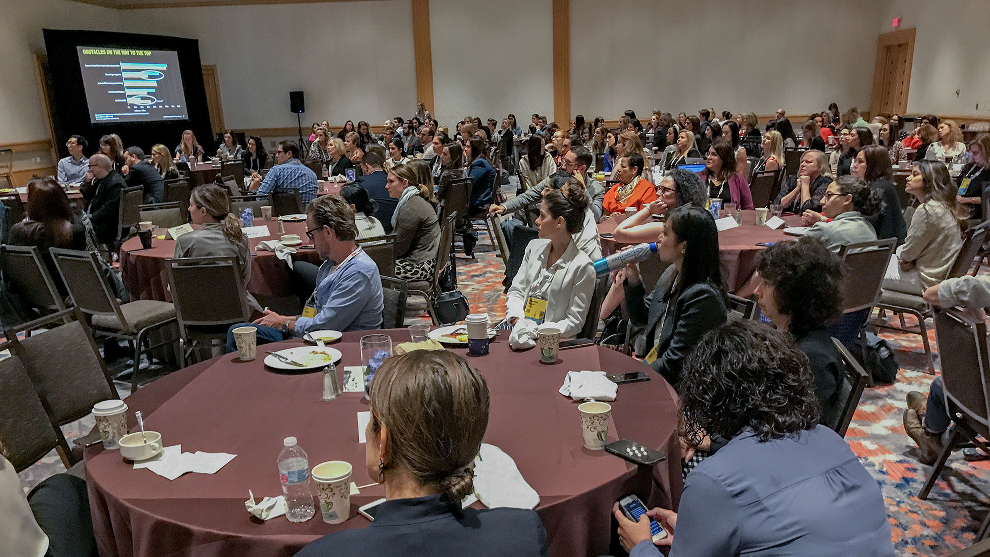 A packed room at the Women's Leadership Initiative breakfast at the Phocuswright Conference in Hollywood, Fla.