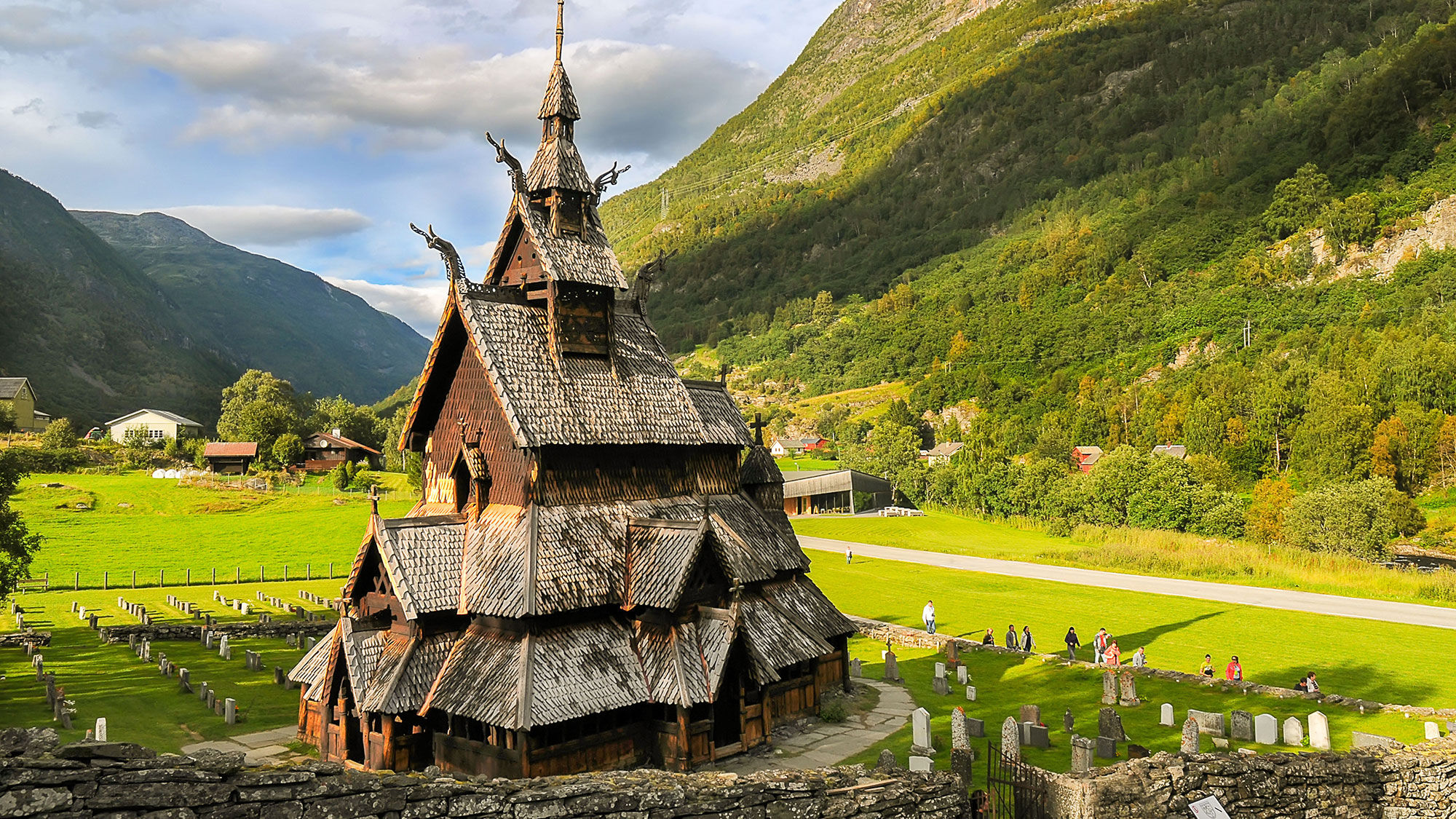 The wooden Borgund Stave Church in Borgund, Norway.