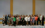 Speakers and table leaders (called LeadHERs) in the Women's Leadership Breakfast at the Phocuswright Conference.