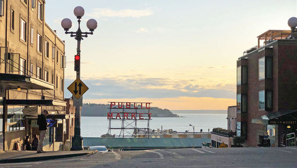 Pike Place Market, with its views of Elliott Bay, is Seattle’s top tourist attraction, with an estimated 13,000 visitors daily. Pike Place Market, with its views of Elliott Bay, is Seattle’s top tourist attraction, with an estimated 13,000 visitors daily.