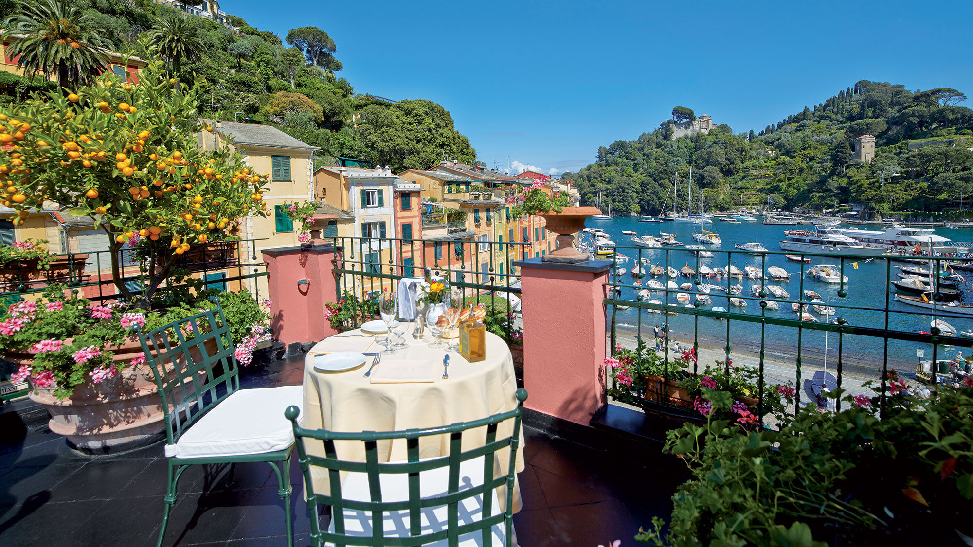 The view of Portofino Harbor from the Belmond Splendido Mare.