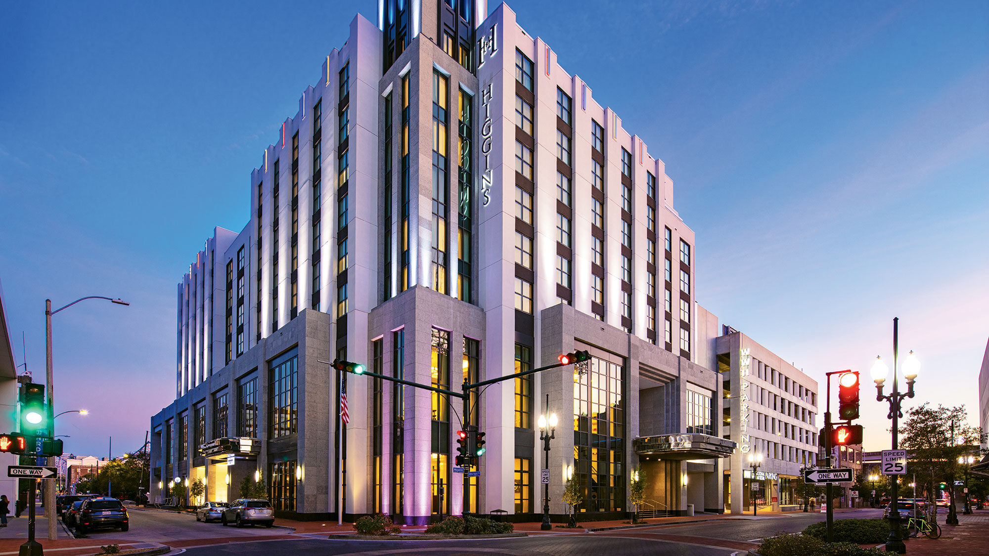 The Higgins Hotel New Orleans, Curio Collection by Hilton is adjacent to the National World War II Museum in the city's Arts and Warehouse District.