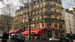 On the long trek from Gare du Nord, cafes on Boulevard Saint-Michel on Paris' Left Bank.